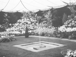 Dagenham Town Show 1966 at Central Park, showing Parks’ Department Horticulture display, with fountain and flowers, 1966