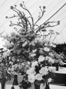 Dagenham Town Show 1966 at Central Park, showing large flower arrangement on Horticulture display, 1966