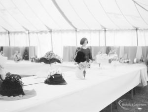 Dagenham Town Show 1966 at Central Park, showing Floral Art with decorated hats, 1966