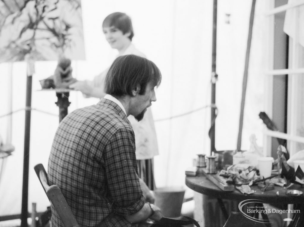 Dagenham Town Show 1966 at Central Park, showing pottery making demonstration in Further Education Display, 1966