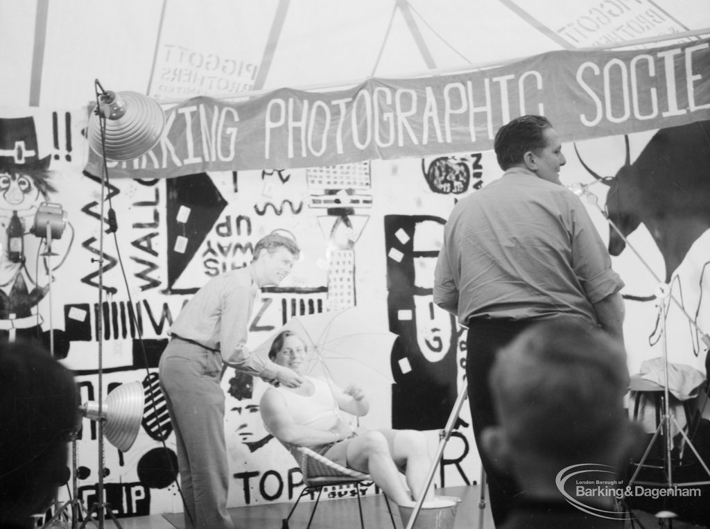 Dagenham Town Show 1966 at Central Park, showing photographic session at Barking Photographic Society display, 1966