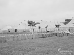 Dagenham Town Show 1966 at Central Park, showing tents in showground, 1966