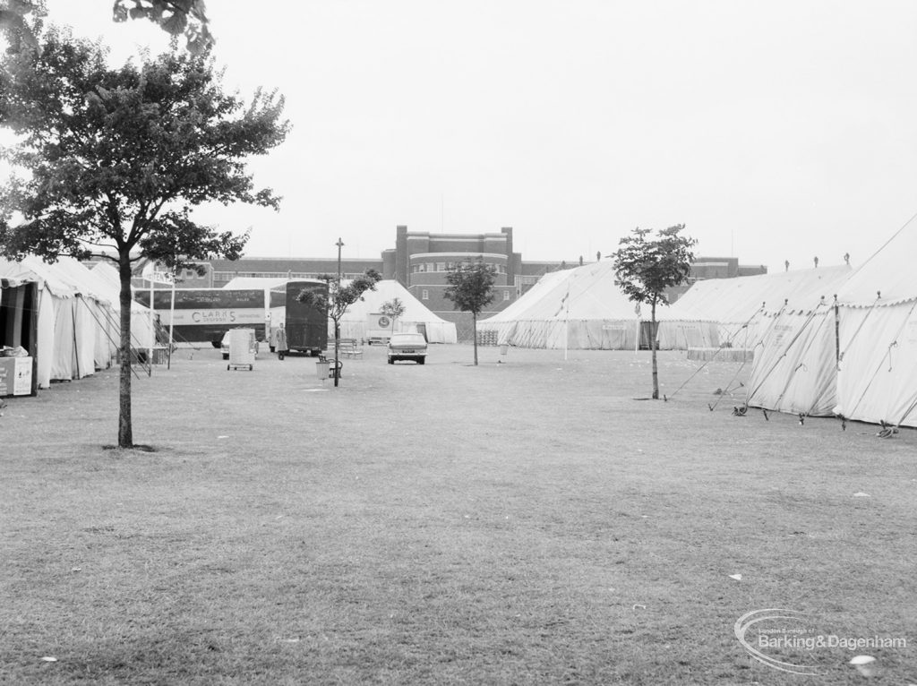 Dagenham Town Show 1966 at Central Park, showing tents in showground, 1966