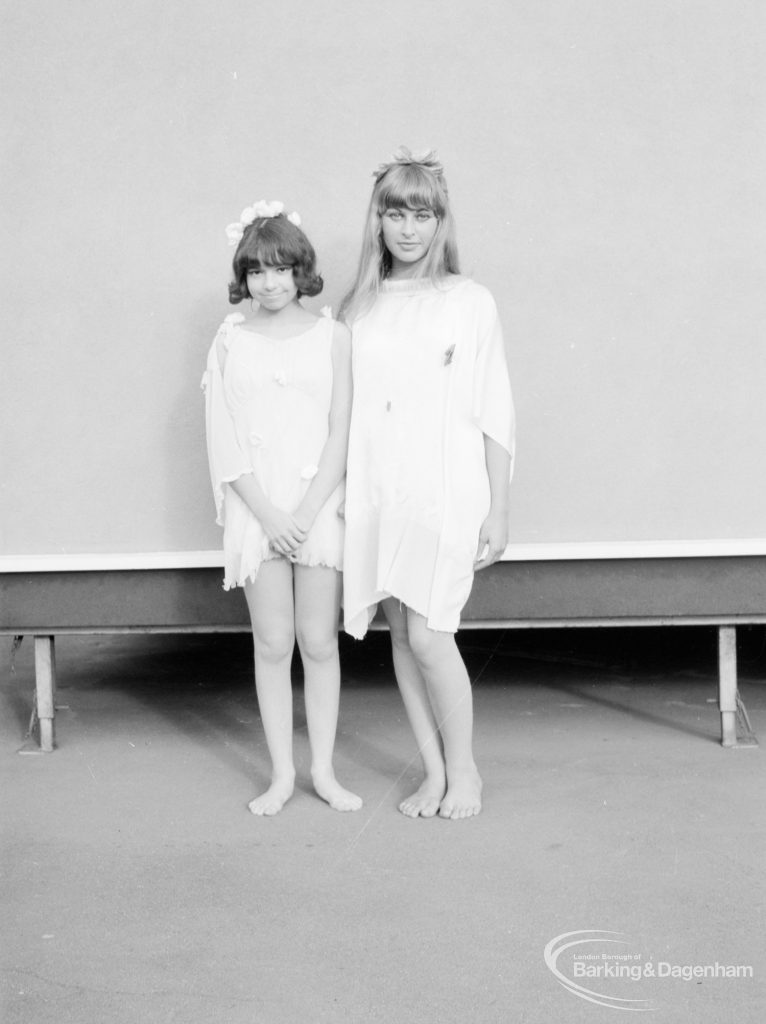 Gearies Girls School, Redbridge, showing two performers in ‘As You Like It’ school play, 1966