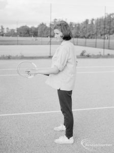 Valentines Park, Ilford, showing tennis player on court, 1966