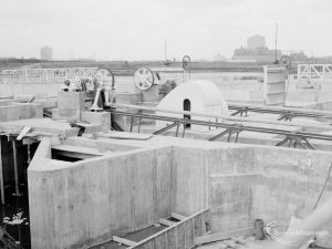 Riverside Sewage Works Reconstruction XII, showing sludge digester, 1966