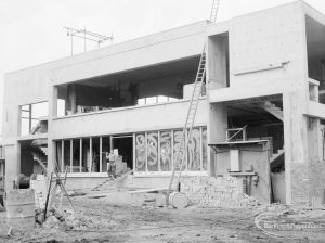 Riverside Sewage Works Reconstruction XII, showing exterior of powerhouse, west end, 1966