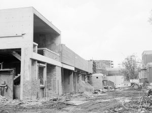 Riverside Sewage Works Reconstruction XII, showing exterior of powerhouse, north side, 1966