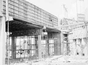 Riverside Sewage Works Reconstruction XII, showing excavation and start of new central building, 1966