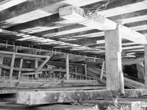 Riverside Sewage Works Reconstruction XII, showing concrete beam construction, 1966