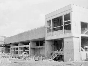 Riverside Sewage Works Reconstruction XII, showing office end of powerhouse, 1966
