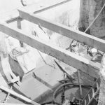 Riverside Sewage Works Reconstruction XII, showing support work in channel in powerhouse, 1966