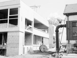 Riverside Sewage Works Reconstruction XII, showing the north side and north-east corner of powerhouse, 1966