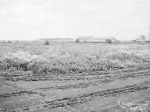 Riverside Sewage Works Reconstruction XII, showing panoramic view of undeveloped area, with rough dirt tracks amongst wild flowers and with industrial buildings on horizon [sequence running from left to right EES11459 – 60 – 66 – 65 – 62 – 67 – 63 – 64 – EES11461], 1966