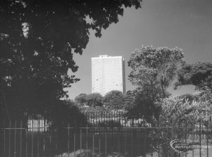 Housing, showing Thaxted House, Siviter Way, Dagenham after storm, 1966