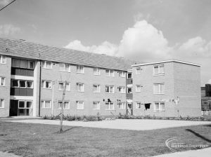 New three-storey housing in Gascoigne area, also showing area of grass, 1966