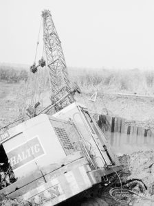Riverside Sewage Works Reconstruction, showing rear view of Hadsphaltic digger submerged in clay, and jig, 1966
