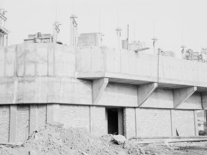 Riverside Sewage Works Extension XIII, showing ‘fortress’ of sludge channels and mixers, 1966