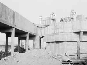 Riverside Sewage Works Extension XIII, showing the ‘fortress’ and connecting viaduct or aqueduct, 1966