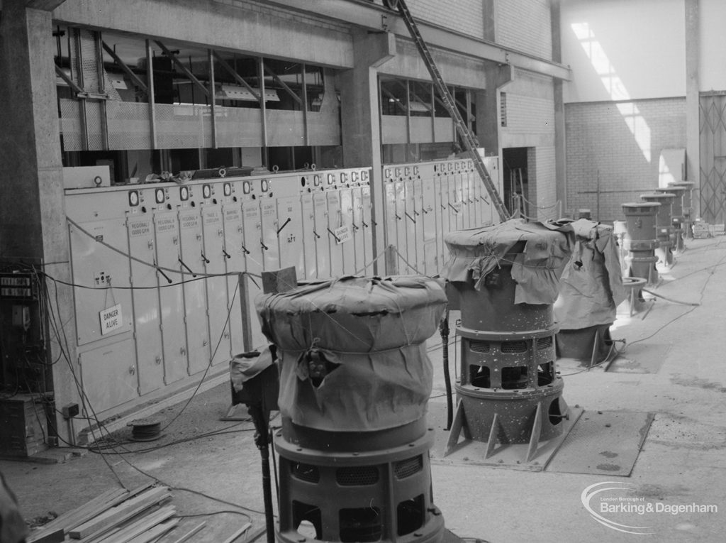 Riverside Sewage Works Extension XIII, showing control hall interior with pumps and switching gear [see also EES11446], 1966