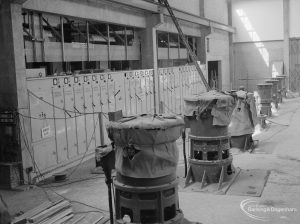 Riverside Sewage Works Extension XIII, showing control hall interior with pumps and switching gear [see also EES11446], 1966