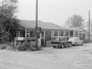 Riverside Sewage Works Extension XIII, showing the temporary site offices, 1966