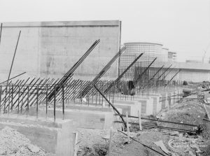 Riverside Sewage Works Extension XIII, showing view of construction of storm tank, 1966