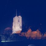 Barking Abbey 1300th anniversary, showing floodlighting of St Margaret’s Church, 1966