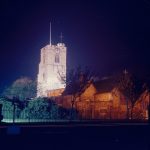 Barking Abbey 1300th anniversary, showing floodlighting of St Margaret’s Church, 1966