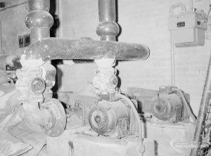 Heating, showing electric circulation pumps and controls at Heath Park substation, 1966