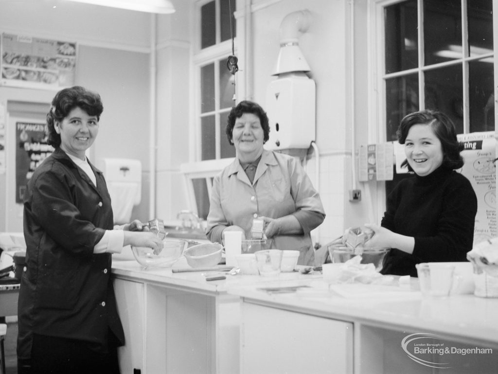 Further Education showing Domestic Science evening class at Eastbury Secondary School, Dawson Avenue, Barking, 1966