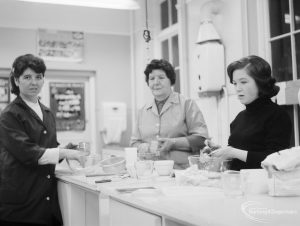 Further Education showing people studying cookery at Domestic Science evening class at Eastbury Secondary School, Dawson Avenue, Barking, 1966