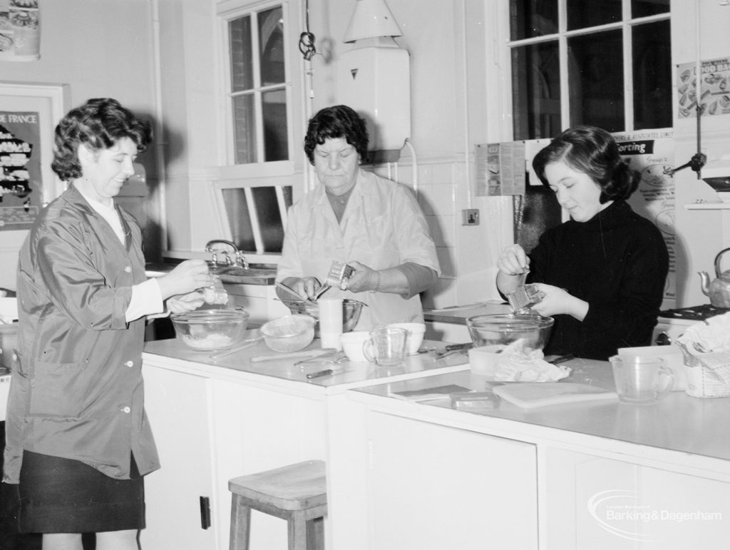 Further Education showing Domestic Science evening class at Eastbury Secondary School, Dawson Avenue, Barking, 1966