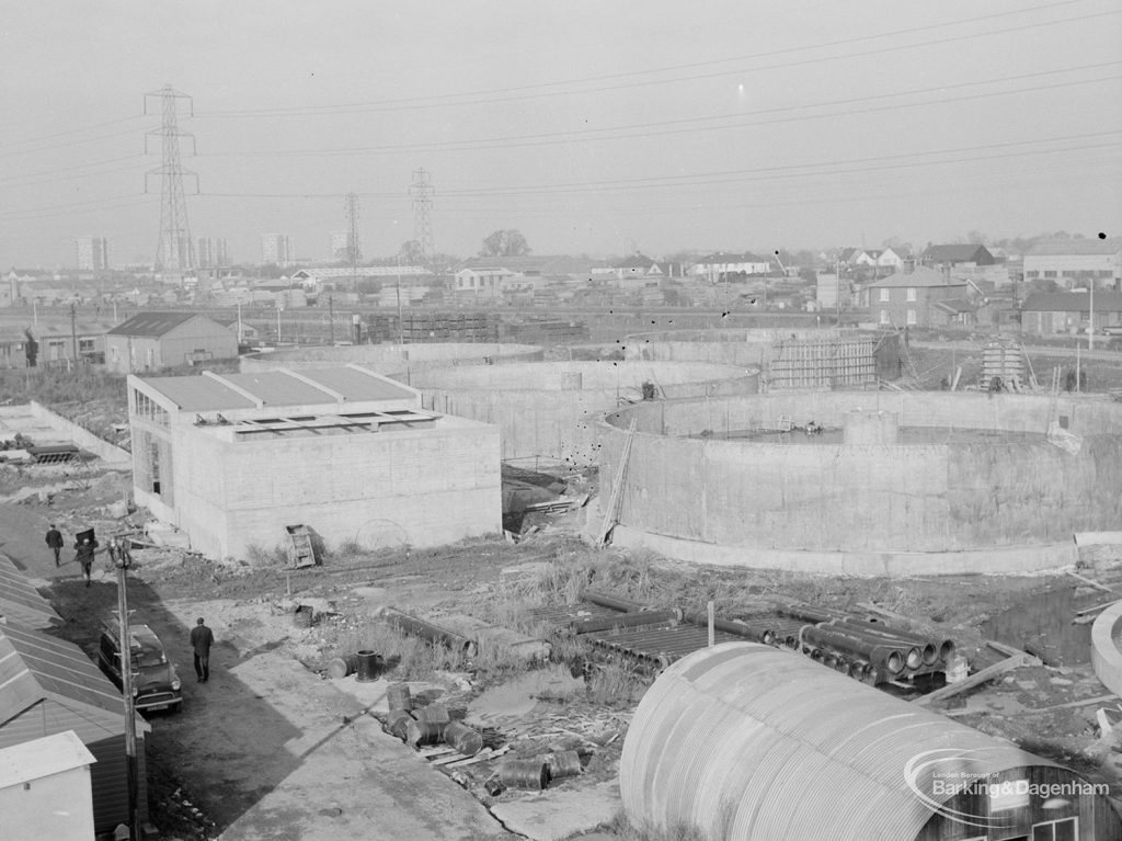 Riverside Sewage Works Reconstruction XIV, showing bases of circular works [possibly mixers], 1966