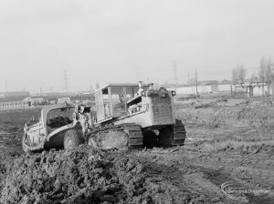 Riverside Sewage Works Reconstruction XIV, showing bulldozer with caterpillar track at work, 1966