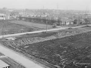 Riverside Sewage Works Reconstruction XIV, showing corner of excavated area with L-shaped roadway, 1966