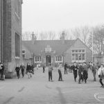 Barking Church of England School, later known as St. Margaret’s Church of England School, Back Lane, Barking, showing children in playground, 1967