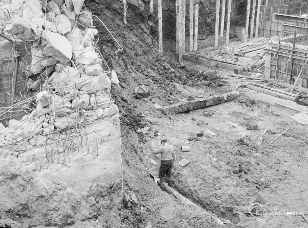 Sewage Works Reconstruction XV, showing demolition of old power station, 1967