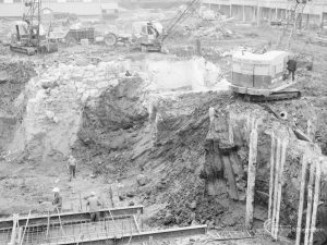 Sewage Works Reconstruction XV, showing demolition of old power station, 1967
