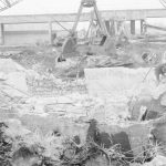 Sewage Works Reconstruction XV, showing demolition of old power station, 1967
