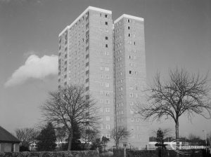 Housing, showing Thaxted House, Siviter Way, Dagenham, from Old Dagenham Park, 1967