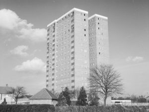 Housing, showing Thaxted House, Siviter Way, Dagenham, from Old Dagenham Park, 1967