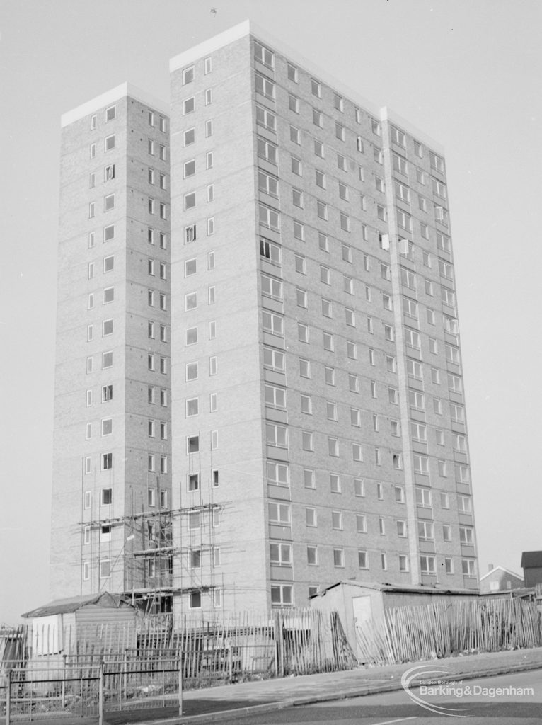 Housing, showing Thaxted House, Siviter Way, Dagenham, from Old Dagenham Park, 1967