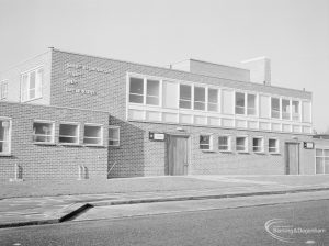 Health, showing exterior of Annie Prendergast Clinic and Day Nursery, Ashton Gardens, Chadwell Heath, 1967