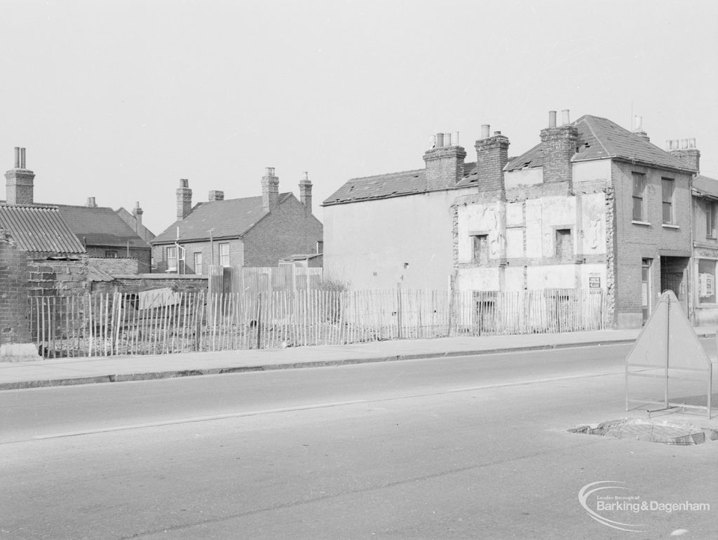 Crown Street, Old Dagenham Village, showing partly demolished area, 1967