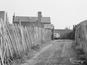Crown Street, Old Dagenham Village, showing track bending off to old condemned buildings, 1967