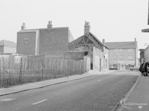 Crown Street, Old Dagenham Village, east end, showing junction with Rainham Road [buildings on left as in EES11829], 1967