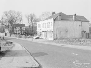 Crown Street, Old Dagenham Village, showing the white block left standing at north-east end, 1967