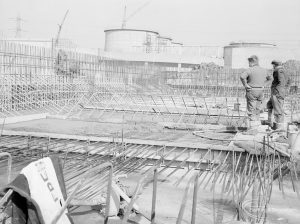 Sewage Works Reconstruction XVII (French’s contract), showing steel rod-work for reinforced tank, 1967