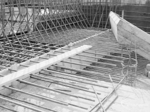 Sewage Works Reconstruction XVII (French’s contract), showing steel rod-work before pouring of concrete, 1967